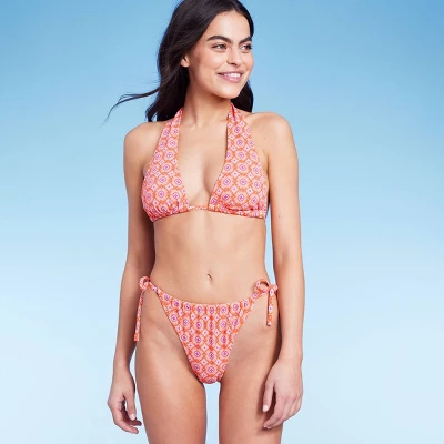 Women's Ultra High Leg Adjustable Coverage Bikini Bottom - Wild Fable™ Orange Tile Print 4 Women's Ultra High Leg Adjustable Coverage Bikini Bottom - Wild Fable™ Orange Tile Print - Image 2