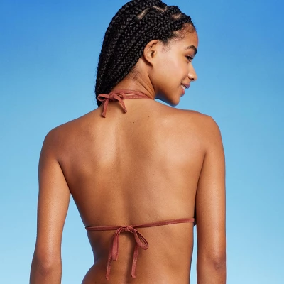 Women's Flower Charm Lurex Plisse Textured Triangle Bikini Top - Wild Fable™ 3 Women's Flower Charm Lurex Plisse Textured Triangle Bikini Top - Wild Fable™