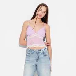 Women's Lace Trim Tank Top - Wild Fable⢠Pink Floral