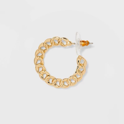 Frozen Chain And Chunky Hoop Trio Earring Set 3pc - Wild Fable™ Gold: Nickel-Free Metal Jewelry 3 Frozen Chain And Chunky Hoop Trio Earring Set 3pc - Wild Fable™ Gold: Nickel-Free Metal Jewelry