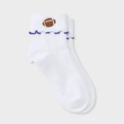 Women's Game Day Embroidered Football Pointelle Bobby Socks With Lettuce Edge Cuff - Wild Fable™ -Wild Fable Shop GUEST 0b4765ab d1e8 41fa a350 ca22741aa346