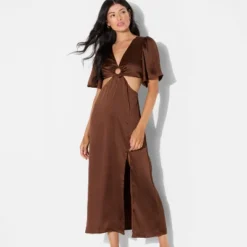 Women's Flutter Sleeve Satin Cap Maxi Bodycon Dress - Wild Fable™ Dark Brown 8 Women's Flutter Sleeve Satin Cap Maxi Bodycon Dress - Wild Fable™ Dark Brown -Wild Fable Shop GUEST 0b95afde cd55 4440 9b6e 267dfc775aa3