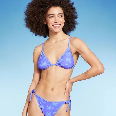 Women's Triangle Bikini Top - Wild Fable™ Purple Butterfly Print 4 Women's Triangle Bikini Top - Wild Fable™ Purple Butterfly Print - Image 2