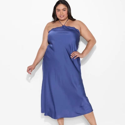 Women's Lace Trim Maxi A-Line Dress - Wild Fable™ Blue 6 Women's Lace Trim Maxi A-Line Dress - Wild Fable™ Blue - Image 4
