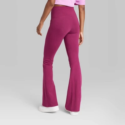 Women's High-Waisted Slim Fit Flare Leggings - Wild Fable™ Burgundy 4 Women's High-Waisted Slim Fit Flare Leggings - Wild Fable™ Burgundy - Image 2