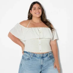 Women's Smocked Ruffle Sleeve Open-Neck Halter Top - Wild Fable™ Off-White 8 Women's Smocked Ruffle Sleeve Open-Neck Halter Top - Wild Fable™ Off-White -Wild Fable Shop GUEST 1ae70979 7f21 46a8 8067 271e092c68fa