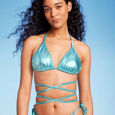 Women's Foil Triangle Bikini Top - Wild Fable™ Teal Green 4 Women's Foil Triangle Bikini Top - Wild Fable™ Teal Green - Image 2