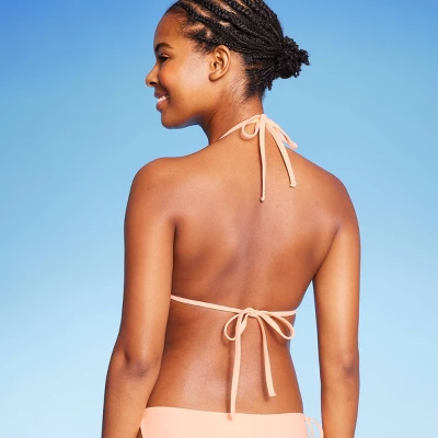 Women's Crochet Triangle Bikini Top - Wild Fable™ Peach 6 Women's Crochet Triangle Bikini Top - Wild Fable™ Peach - Image 4