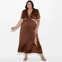 Women's Flutter Sleeve Satin Cap Maxi Bodycon Dress - Wild Fable™ Dark Brown 9 Women's Flutter Sleeve Satin Cap Maxi Bodycon Dress - Wild Fable™ Dark Brown -Wild Fable Shop GUEST 2243ce1c cc59 42cf b879 01b42a9f2e25