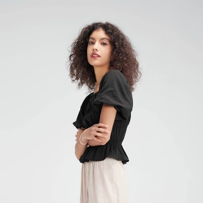 Women's Shirred Puff Sleeve Blouse - Wild Fable™ 4 Women's Shirred Puff Sleeve Blouse - Wild Fable™ - Image 2