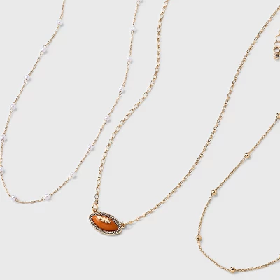 Game Day Football Pendant Necklace Set 3pc - Wild Fable™ Gold 4 Game Day Football Pendant Necklace Set 3pc - Wild Fable™ Gold - Image 2