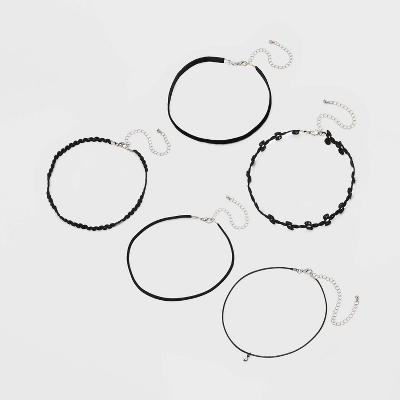 Velvet And Simulated Pearl Charm Choker Set 5pc - Wild Fable™ Black 3 Velvet And Simulated Pearl Charm Choker Set 5pc - Wild Fable™ Black - Image 2