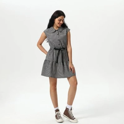 Women's Mini Cap Sleeve Elastic Waistband Mini Dress - Wild Fable™ Black Gingham 4 Women's Mini Cap Sleeve Elastic Waistband Mini Dress - Wild Fable™ Black Gingham - Image 2