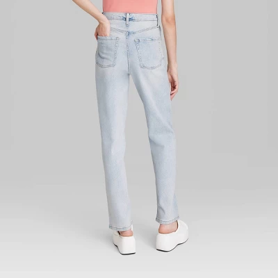 Women's Super-High Rise Distressed Straight Jeans - Wild Fable™ Light Wash 4 Women's Super-High Rise Distressed Straight Jeans - Wild Fable™ Light Wash - Image 2