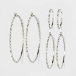 Trio Imitation Rhodium With Glass Crystal Rhinestone Hoop Stud Earring Set 3pc - Wild Fable™ White Crystal: Sparkly Hoops, Nickel-Free Metal 37 Trio Imitation Rhodium With Glass Crystal Rhinestone Hoop Stud Earring Set 3pc - Wild Fable™ White Crystal: Sparkly Hoops, Nickel-Free Metal -Wild Fable Shop GUEST 36ddbf23 6bf7 4009 982e d35af2c2150c