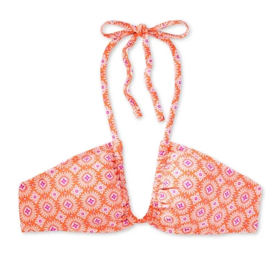 Women's U Bralette Multiway Bikini Top - Wild Fable™ Orange Tile Print 12 Women's U Bralette Multiway Bikini Top - Wild Fable™ Orange Tile Print - Image 10