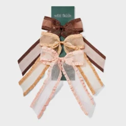 Organza Bow Pelican Hair Clip Set 3pc - Wild Fable™ Brown/Cream