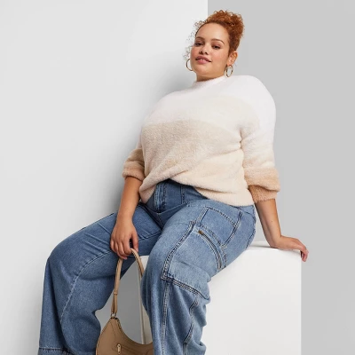 Women's Mock Turtleneck Fuzzy Boxy Pullover Sweater - Wild Fable™ 6 Women's Mock Turtleneck Fuzzy Boxy Pullover Sweater - Wild Fable™ - Image 4