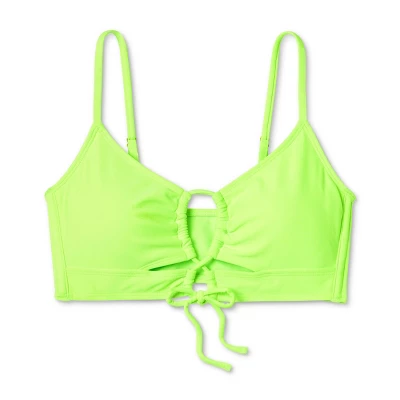 Women's Lace-Up Longline Bikini Top - Wild Fable™ Neon Green 7 Women's Lace-Up Longline Bikini Top - Wild Fable™ Neon Green - Image 5