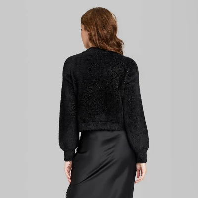 Women's Mock Turtleneck Fuzzy Boxy Pullover Sweater - Wild Fable™ 4 Women's Mock Turtleneck Fuzzy Boxy Pullover Sweater - Wild Fable™ - Image 2