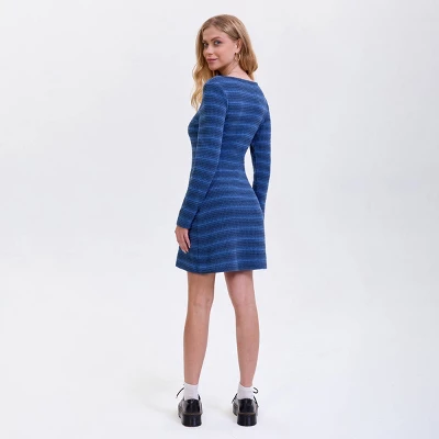 Women's Long Sleeve Mini Dress - Wild Fable™ Royal Blue Striped 3 Women's Long Sleeve Mini Dress - Wild Fable™ Royal Blue Striped