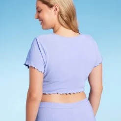 Women's Ruffle Detail Ribbed Short Sleeve Cropped Rashguard - Wild Fable™ Purple 8 Women's Ruffle Detail Ribbed Short Sleeve Cropped Rashguard - Wild Fable™ Purple -Wild Fable Shop GUEST 49dca862 6386 4bbc 931a e7ded3b13130