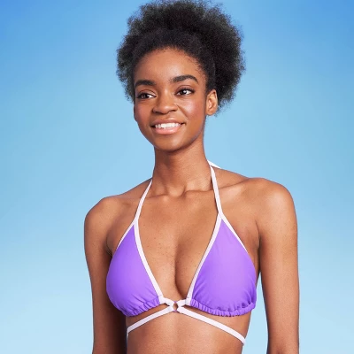 Women's Strappy Ring Front Triangle Bikini Top - Wild Fable™ Purple 4 Women's Strappy Ring Front Triangle Bikini Top - Wild Fable™ Purple - Image 2