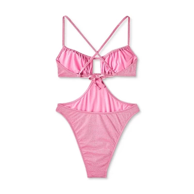 Women's Cut Out One Piece Swimsuit - Wild Fable™ Pink Lurex 7 Women's Cut Out One Piece Swimsuit - Wild Fable™ Pink Lurex - Image 5