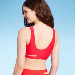 Women's Cut Out Longline Bralette Bikini Top - Wild Fable⢠Red