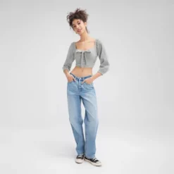 Women's Tie-Front Bubble Sleeve Top - Wild Fableā¢