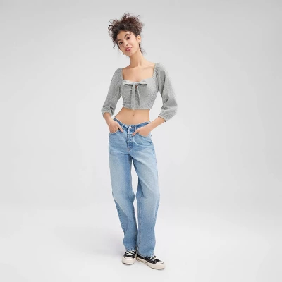 Women's Tie-Front Bubble Sleeve Top - Wild Fable™ 3 Women's Tie-Front Bubble Sleeve Top - Wild Fable™