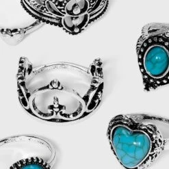 Heart Turquoise Ring Set 6pc - Wild Fable™ Silver 7
