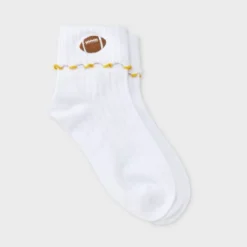 Women's Game Day Embroidered Football Pointelle Bobby Socks With Lettuce Edge Cuff - Wild Fable™ -Wild Fable Shop GUEST 563842ba c8ca 4961 8f02 21b115482a35