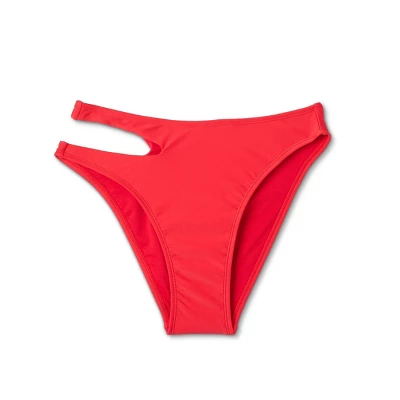 Women's Side Cut Out Mid-Rise High Leg Cheeky Bikini Bottom - Wild Fable™ Red 7 Women's Side Cut Out Mid-Rise High Leg Cheeky Bikini Bottom - Wild Fable™ Red - Image 5