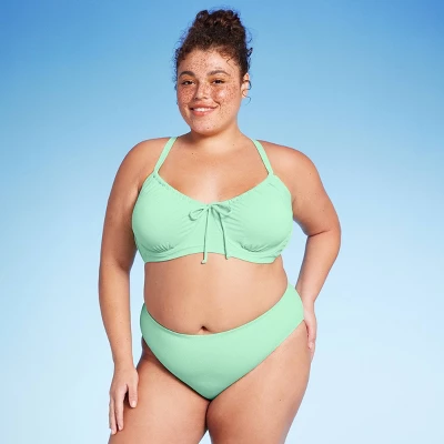 Women's Mid-Rise High Leg Cheeky Lurex Bikini Bottom - Wild Fable™ Mint Green 4 Women's Mid-Rise High Leg Cheeky Lurex Bikini Bottom - Wild Fable™ Mint Green - Image 2