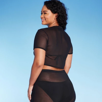 Women's Mesh Drawstring Ruched Cover Up Top - Wild Fable™ 5 Women's Mesh Drawstring Ruched Cover Up Top - Wild Fable™ - Image 3