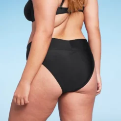 Women's Crossover High Leg Cheeky Mid-Rise Bikini Bottom - Wild Fable™