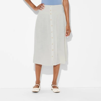 Women's Maxi Dropwaist Button-Front Skirt - Wild Fable™ Off-White 3 Women's Maxi Dropwaist Button-Front Skirt - Wild Fable™ Off-White