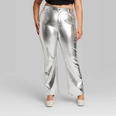 Women's High-Rise Metallic Flare Pants - Wild Fable™ 3 Women's High-Rise Metallic Flare Pants - Wild Fable™
