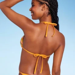 Women's Crochet Triangle Bikini Top - Wild Fable™ Orange Multi Striped