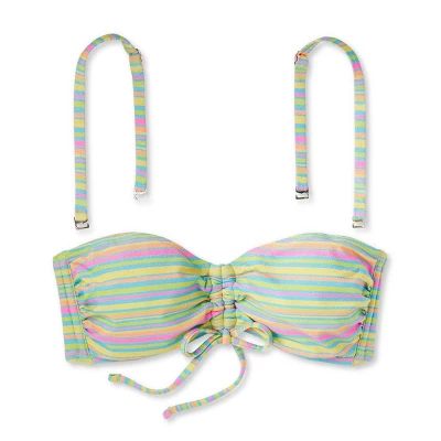Women's Striped Sparkle Low Coverage Bandeau Bikini Top - Wild Fable™ Green 7 Women's Striped Sparkle Low Coverage Bandeau Bikini Top - Wild Fable™ Green - Image 5