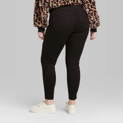 Women's Super-High Rise Distressed Skinny Jeans - Wild Fable™ Black 7 Women's Super-High Rise Distressed Skinny Jeans - Wild Fable™ Black - Image 5