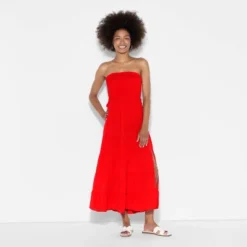 Women's Smocked Tiered Maxi A-Line Dress - Wild Fable⢠Red