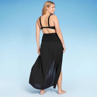 Women's Smocked High Slit Convertible Cover Up Dress - Wild Fable™ 5 Women's Smocked High Slit Convertible Cover Up Dress - Wild Fable™ - Image 3