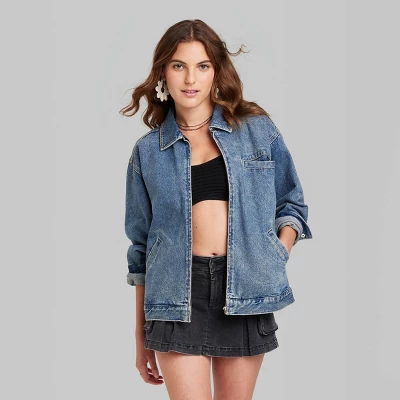 Women's Boxy Zip-Up Denim Jacket - Wild Fable™ Blue Denim 3 Women's Boxy Zip-Up Denim Jacket - Wild Fable™ Blue Denim