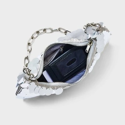 Slouchy Sequin Hobo Shoulder Handbag - Wild Fable™ Silver 6 Slouchy Sequin Hobo Shoulder Handbag - Wild Fable™ Silver - Image 4