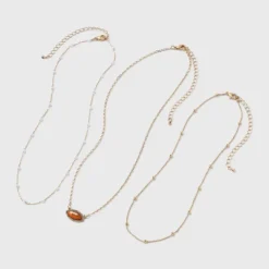 Game Day Football Pendant Necklace Set 3pc - Wild Fable⢠Gold