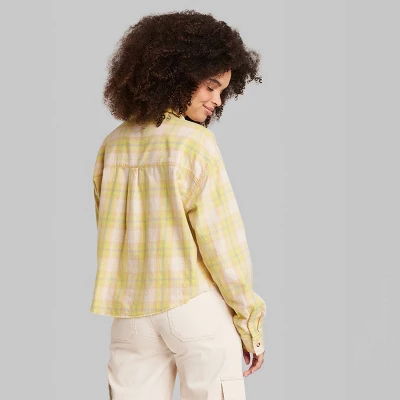 Women's Long Sleeve Cropped Button-Down Shirt - Wild Fable™ 4 Women's Long Sleeve Cropped Button-Down Shirt - Wild Fable™ - Image 2