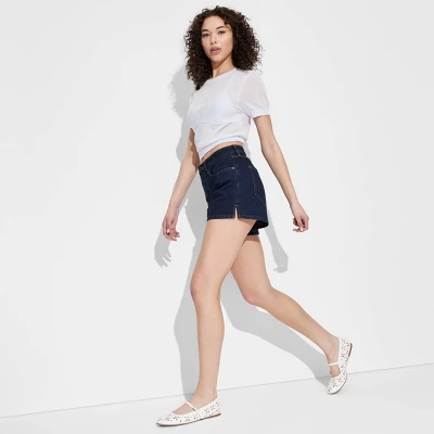 Women's Foundational Curvy Heritage Denim Shorts - Wild Fable™ Dark Wash 5 Women's Foundational Curvy Heritage Denim Shorts - Wild Fable™ Dark Wash - Image 3