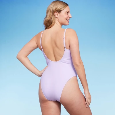 Women's Shirred Detail Underwire High Leg Extra Cheeky One Piece Swimsuit - Wild Fable™ Lilac Purple 4 Women's Shirred Detail Underwire High Leg Extra Cheeky One Piece Swimsuit - Wild Fable™ Lilac Purple - Image 2